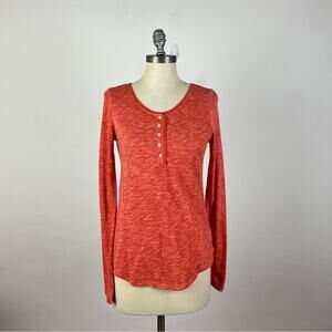 Anthropologie Pure + Good Orange Heather Henley